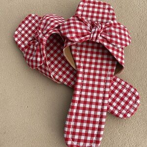 Red Gingham Bow Slide Sandals